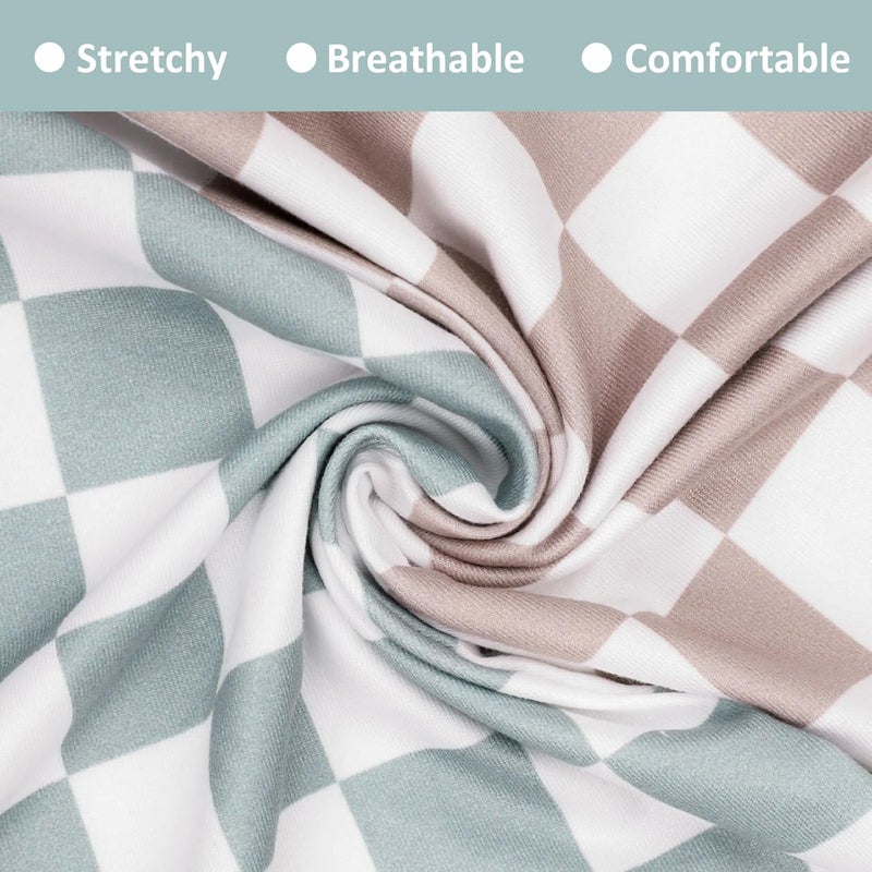 DILIMI 2 Pack Nursing Pillow Cover, Stretchy Removable Case for Breastfeeding Pillows, Ultra Soft Comfortable Slipcover for Baby Girl and Boy, Green and Brown Checkered - Image 2